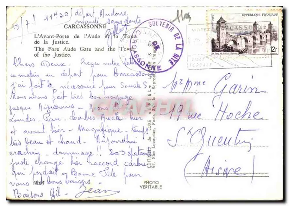 Tor der Aude und Turm der Gerechtigkeit — Carcassonne — Editions de Villefranche - Rückseite