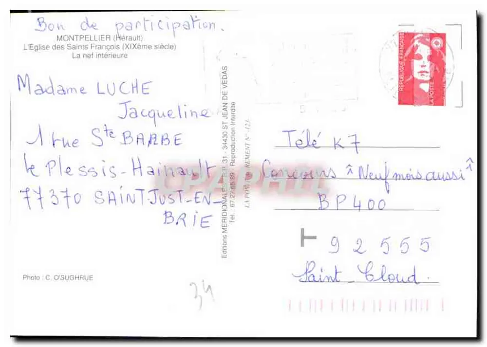 Montpellier — Kirche der Heiligen Franziskus — Méridionales Editions - Rückseite