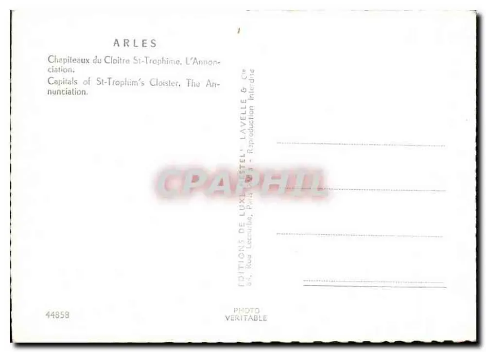 Arles — Capitéis do Claustro de Saint-Trophime, A Anunciação — Estel - Verso