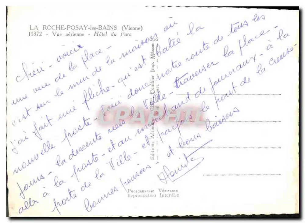 La Roche-Posay-les-Bains — Luftbild — Hotel du Parc — Aériennes Editions - Rückseite