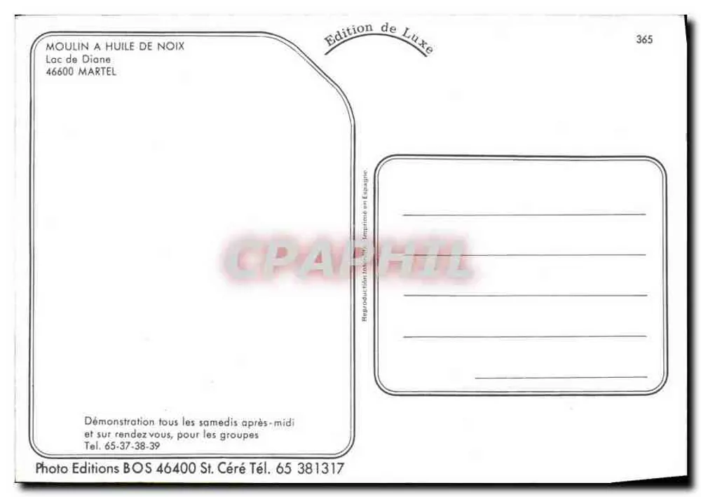 Moinho de azeite de noz — Lago de Dione — Edição de Luxo n°365 - Verso