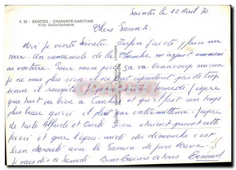 Saintes — Cité Gallo-Romaine — Éditions Moderne, Limoges - Verso