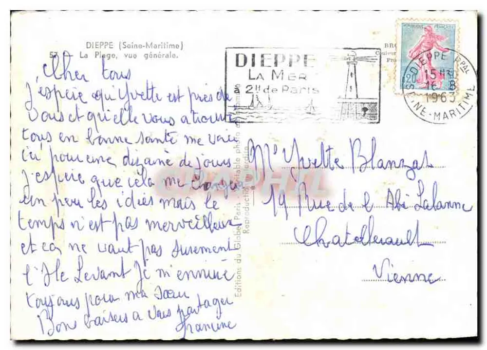 Dieppe — Allgemeiner Blick — Éditions du Globe, Paris, n°57 - Rückseite