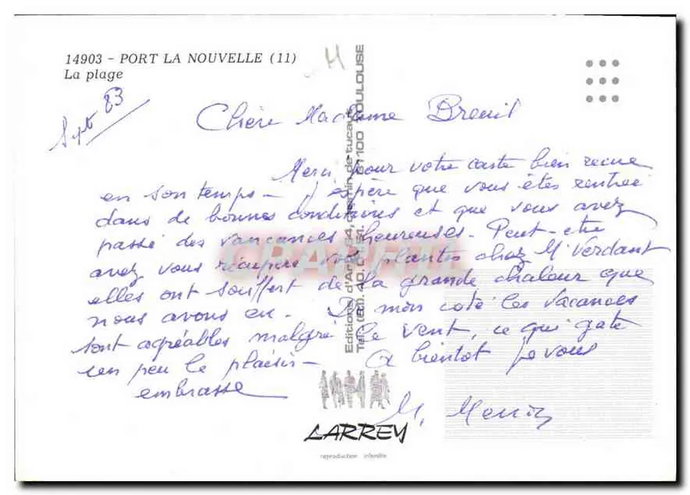Port La Nouvelle — La plage — Editions Larrey - Achterkant