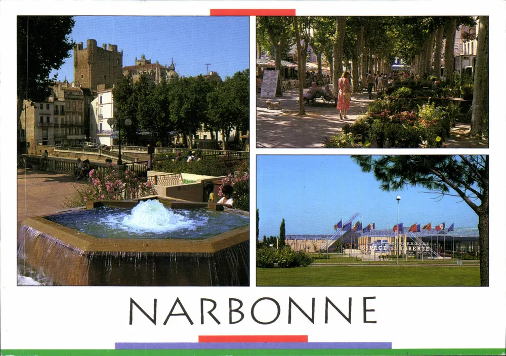 NARBONNE — vista da praça da Liberdade, do castelo e do Espace Liberté — SA.A. APA-POUX - ALBI - Frente