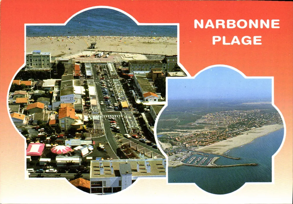 NARBONNE PLAGE — vista aérea da praia, da cidade e do porto — Edições da Palette - Frente