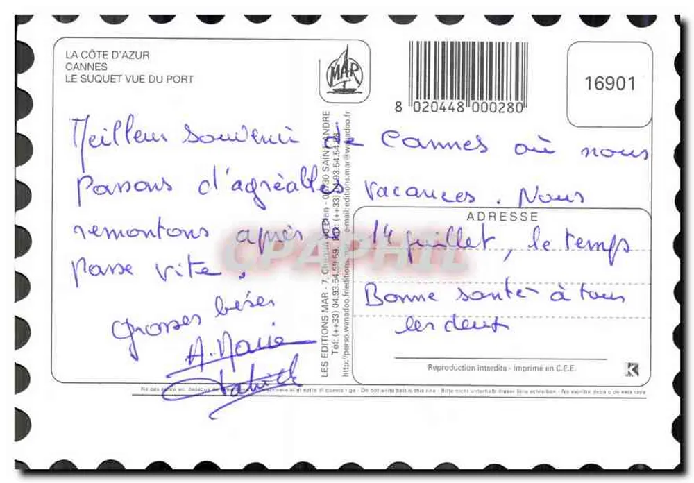 Cannes — Le Suquet vue du port — Les Éditions MAR - Verso