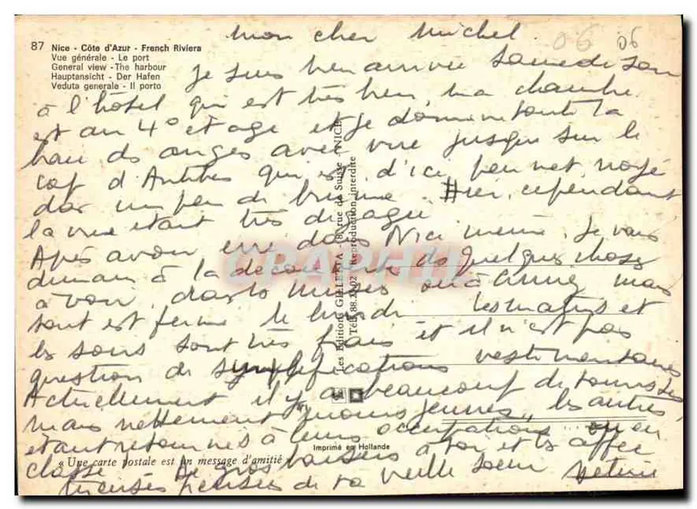 Nice — Allgemeiner Blick auf den Hafen — Verlag G. LEPÈRA, Nr. 87 - Rückseite