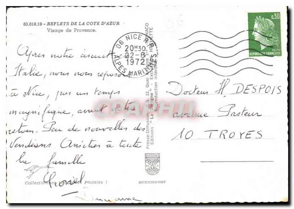 Widok ulicy z kamieniem pod łukiem — rośliny wspinające się — wydawca IRIS - Rewers