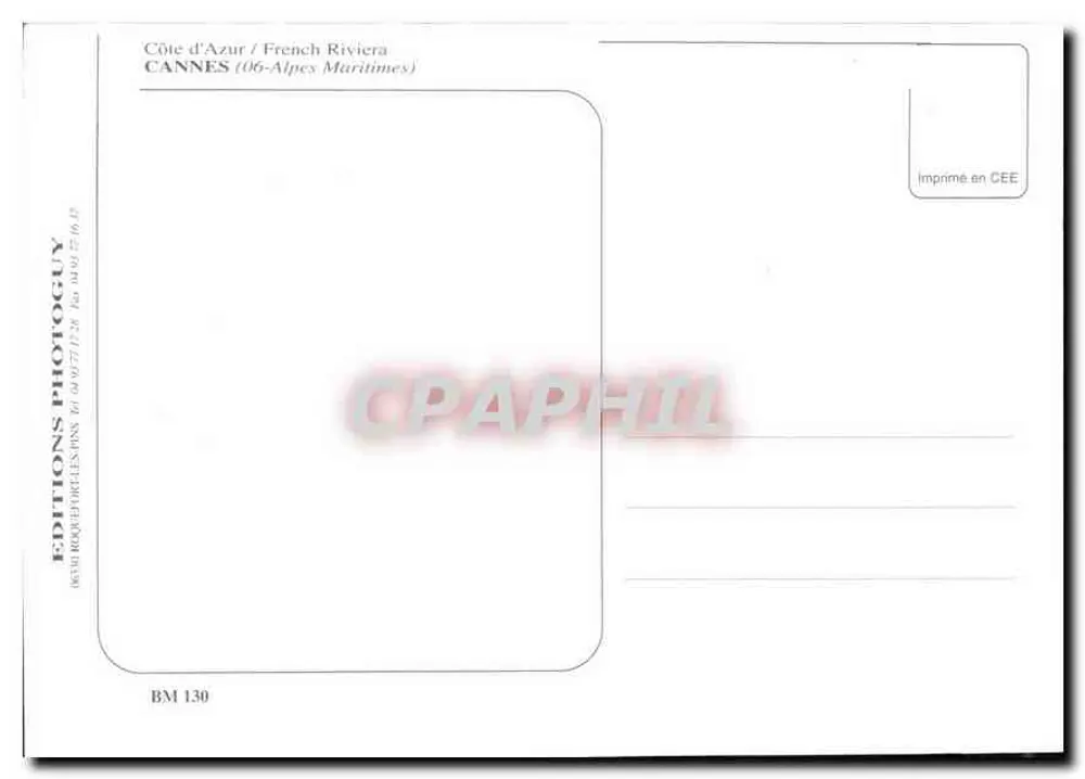Cannes — Côte d'Azur — Éditions Photoguy, n° BM 130 - Rückseite