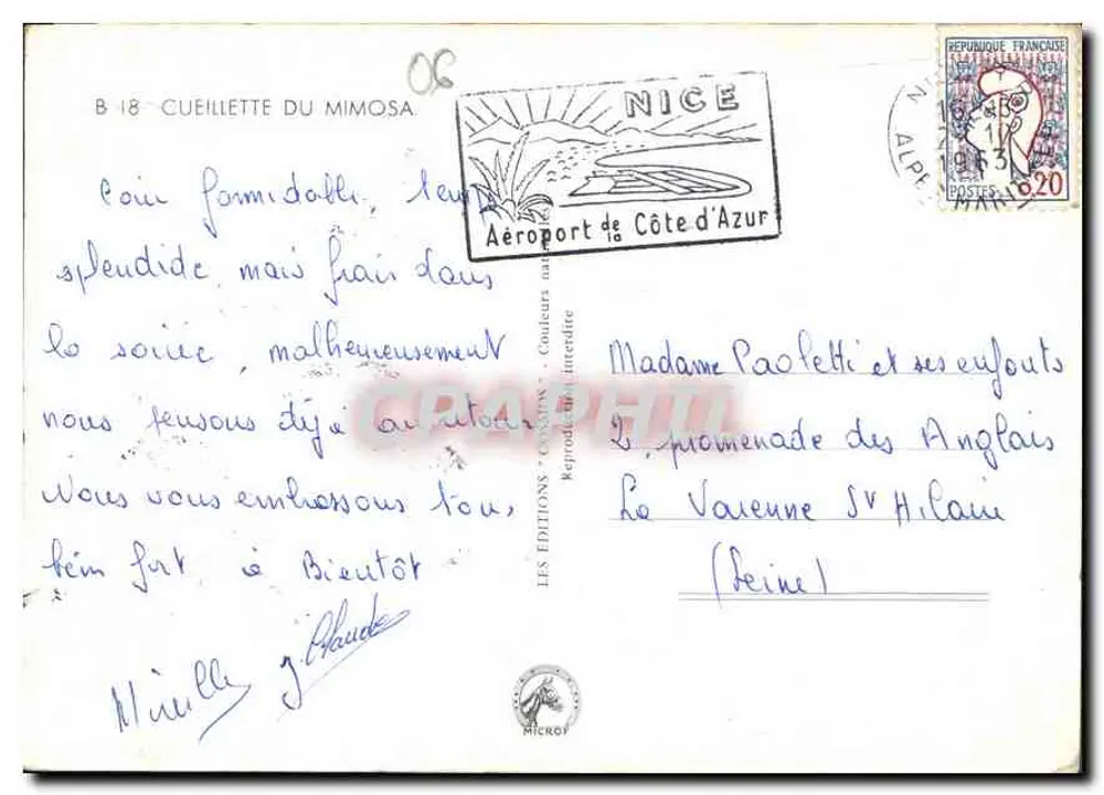 Mimosenpflücken — Editions Canson — Nr. B 18 - Rückseite