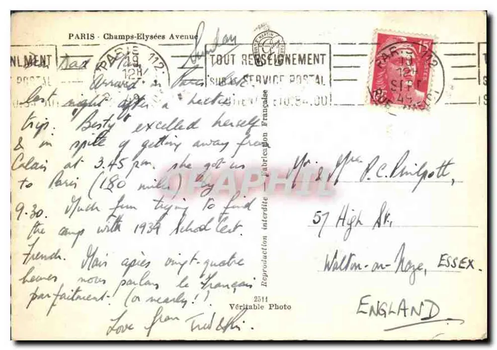 Paryż - Avenue des Champs-Élysées — widok z balkonu — wydawca Gany - Rewers