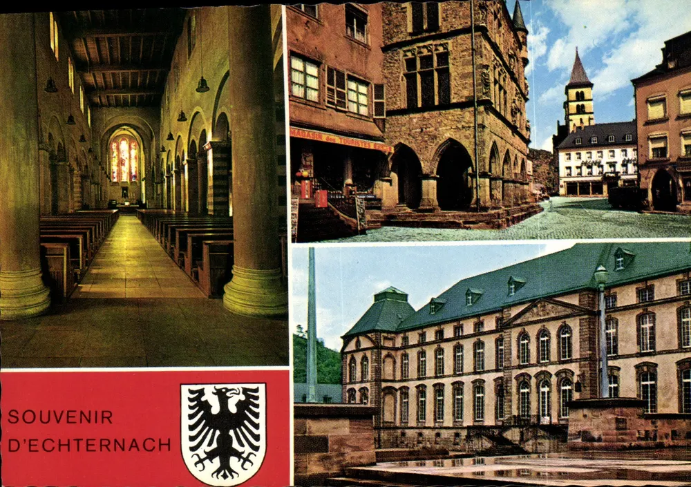 Échternach — Igreja, praça e edifício histórico — Lembrança de Échternach - Frente