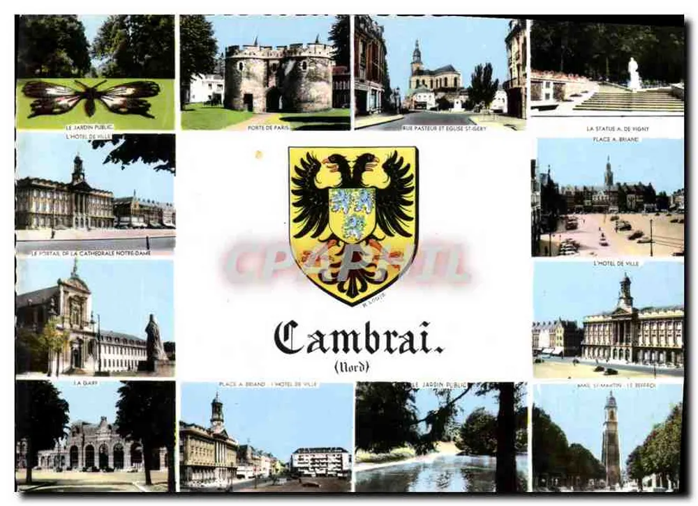 Cambrai — Vista panorâmica com escudo - Frente
