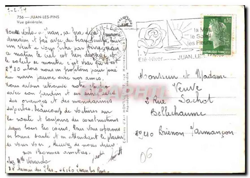 Juan-les-Pins — Vista geral — Éditions d'Art Montluc - Verso