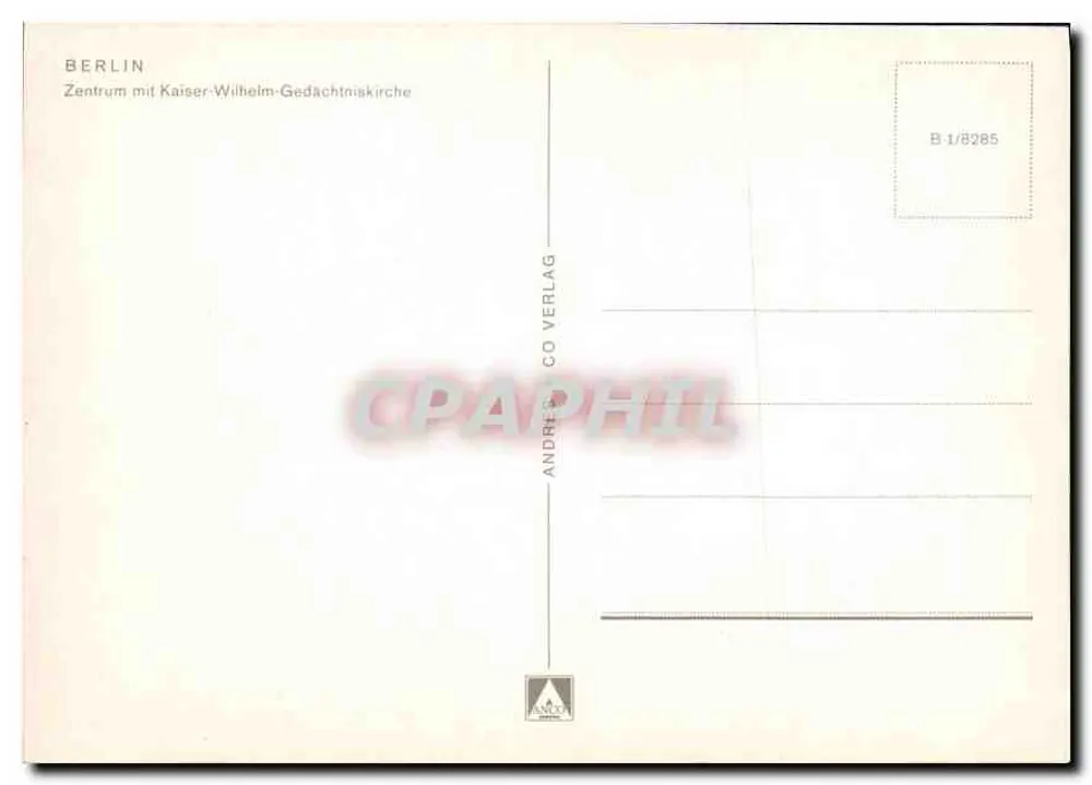 Berlino - Centro con la Kaiser-Wilhelm-Gedächtniskirche — Andreas Co Verlag, serie B 1/8285 - Verso