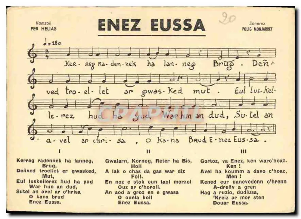 Enez Eussa — canção bretã — editor Pennad-Lizer - Frente