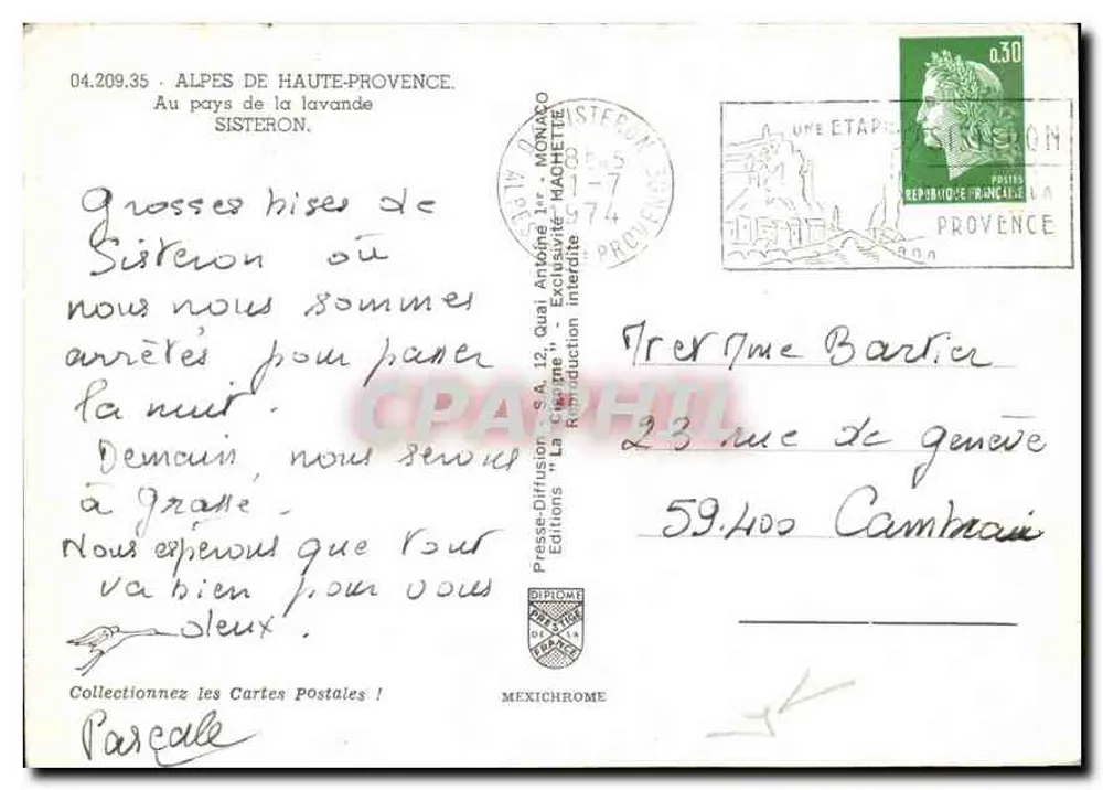 Sisteron — Ansicht der Lavendelfelder und des Dorfes — Presses-Diffusion S.A. Monaco - Rückseite