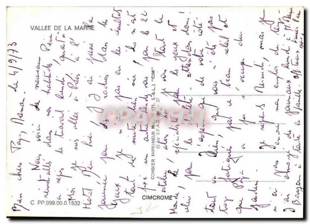 मार्न की घाटी — पैनोरामिक दृश्य एवं मानचित्र — प्रिंटर कॉम्बियर - पीछे