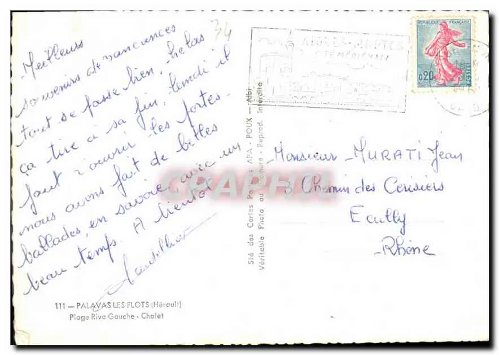 Palavas-les-Flots — Praia da Rive Gauche — Sié des Cartes P.A.P.A. POUX - Verso