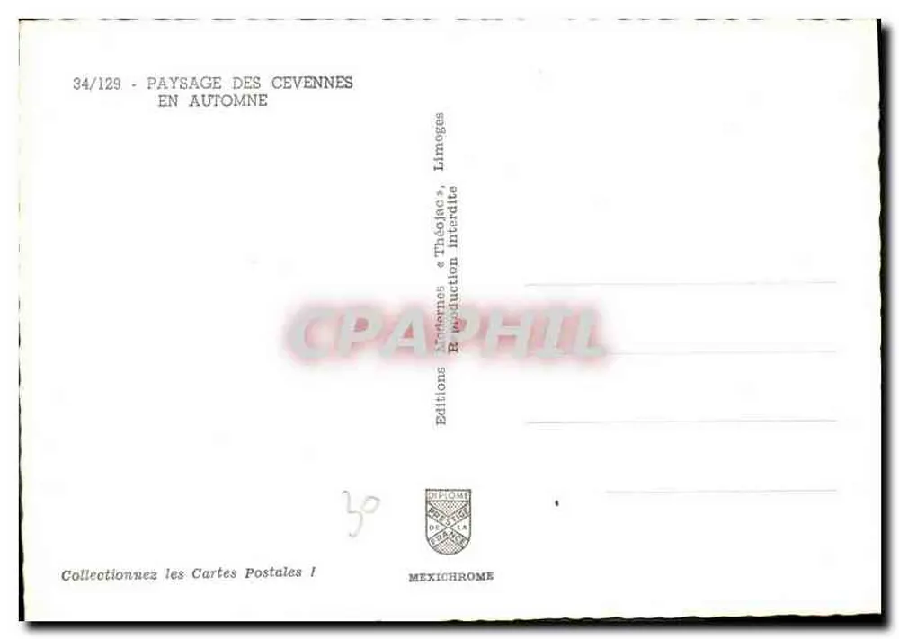 Pejzaż Cévennes — jesień — Wydawnictwo Mexichrome, Limoges - Rewers