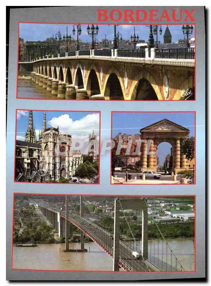 Bordeaux — vista de vários monumentos — editor Clé, número de série não visível - Frente