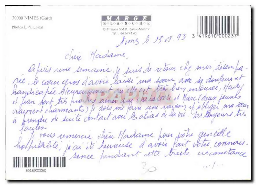 Nîmes — Catedral e Arênes — Edições Marge Blançhe - Verso