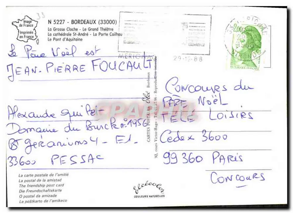 Bordeaux — Capital do Vinho — Editor Elcé, N° 5227 - Verso