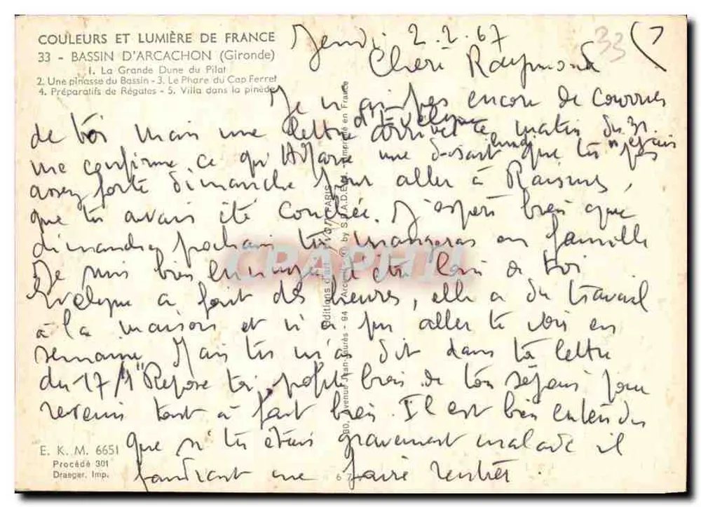 Bassin d'Arcachon — vista panorâmica — Editor: E.K.M. 6651 - Verso