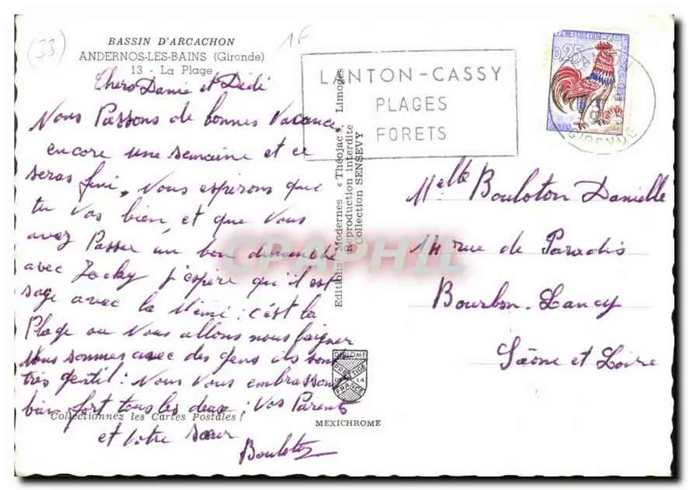 Bassin d'Arcachon — Praia animada com veleiros — Edição Moderna & Teatro, coleção Sensévy - Verso