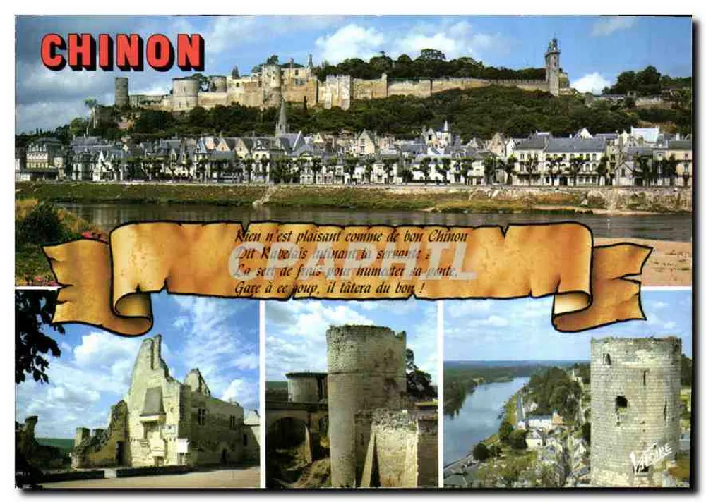 Chinon — Panoramablick mit Schloss und Türmen — Alliance Carterie Editions - Vorderseite