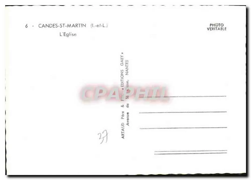 Candes-Saint-Martin — A Igreja — Edições Gaby, Nantes - Verso