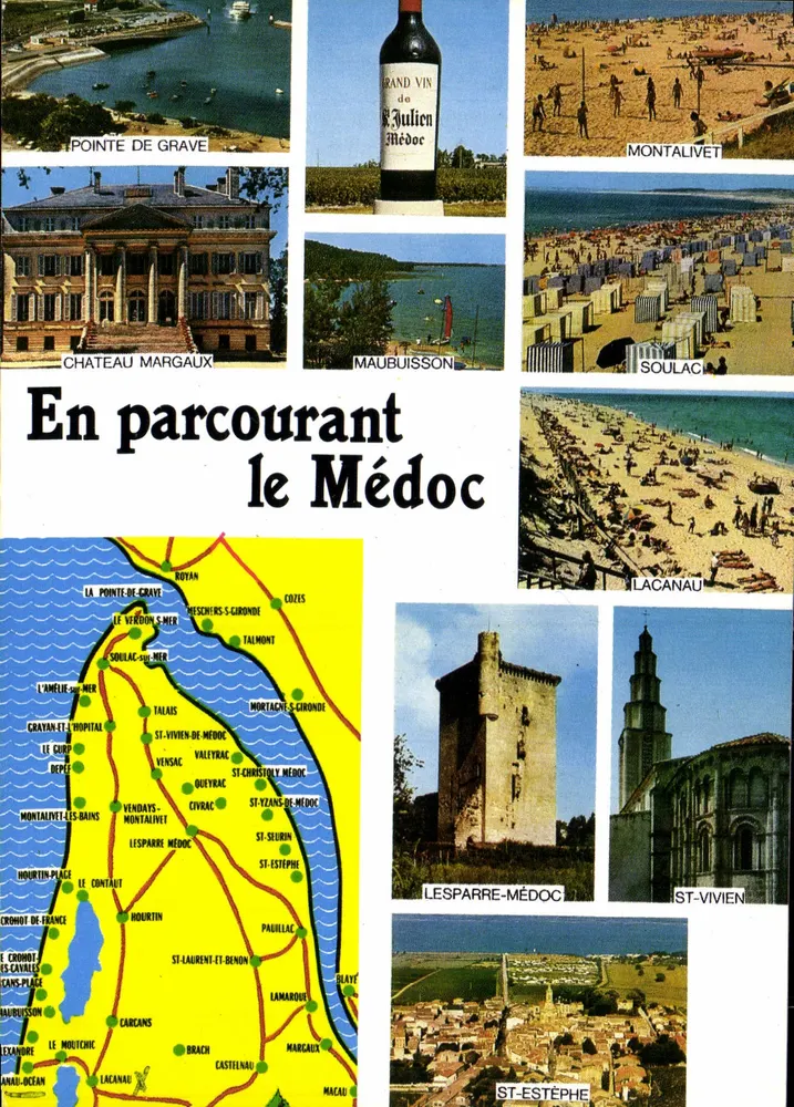Enquanto percorremos o Médoc — Carta postal turística — Edições & Impressões Combier, Macon - Frente