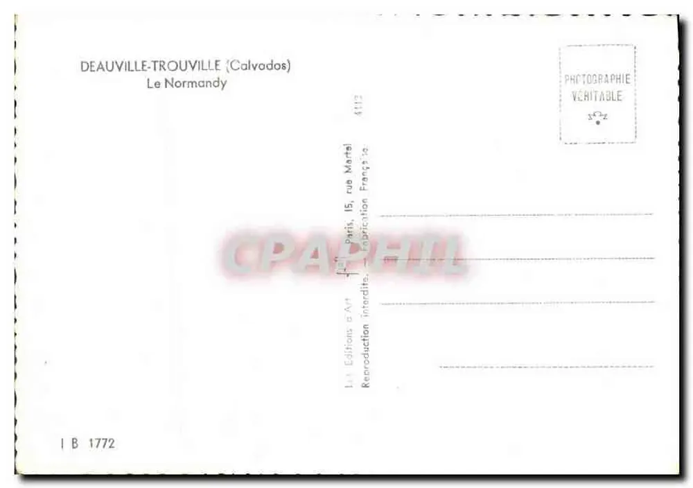 Deauville-Trouville — Ansicht des Parks und des Kasinos — Editions d'Art, Paris - Rückseite