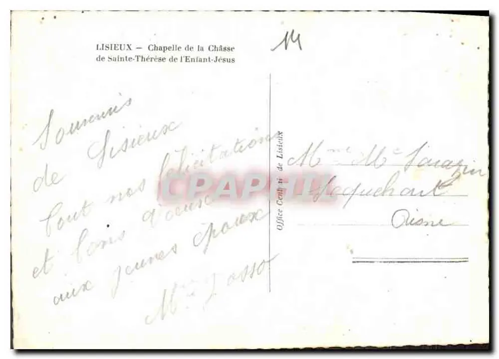 Lisieux — Kapelle der Reliquien der hl. Thérèse vom Kindlein Jesus — Katholischer Dienst von Lisieux - Rückseite