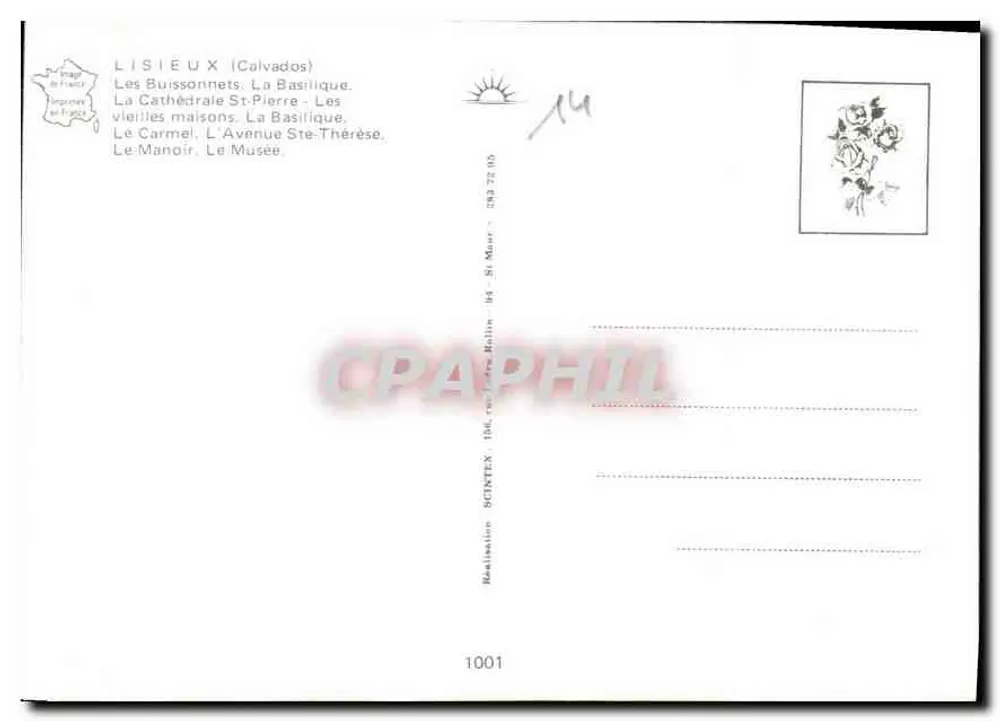 Lisieux — Colagem de monumentos e paisagens — SCINTEX, n°1001 - Verso