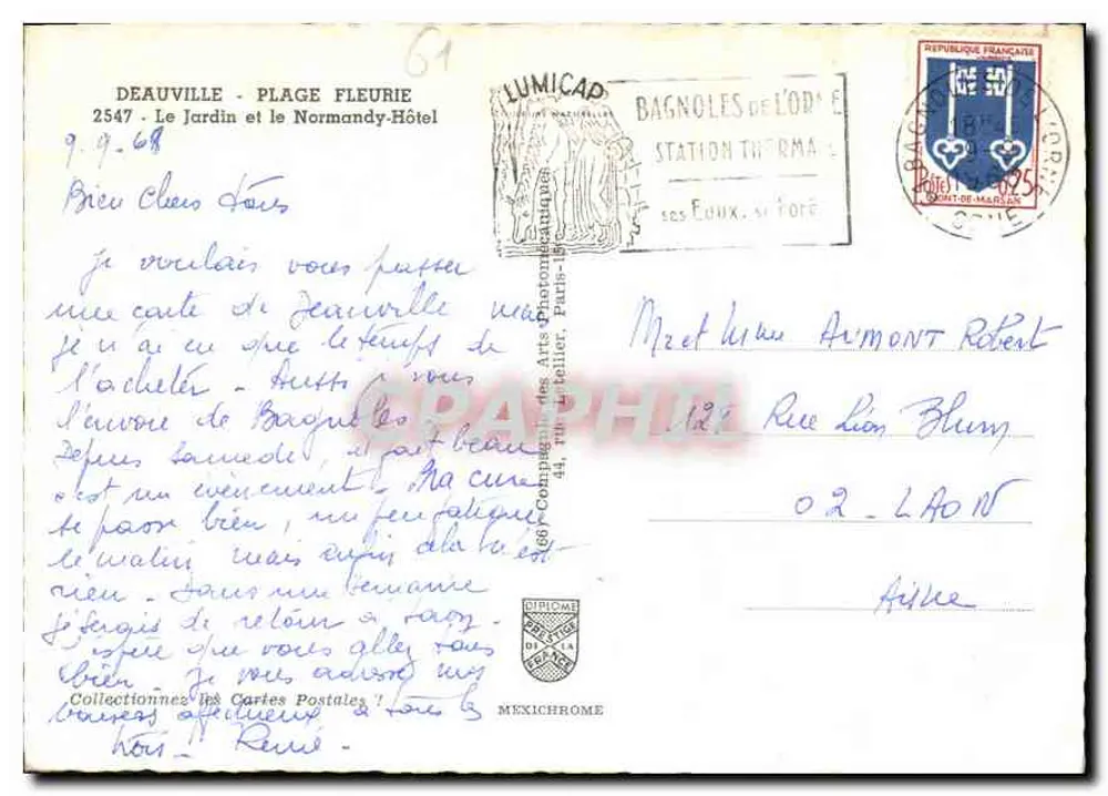 Deauville - Der Garten und das Normandy-Hotel — Verleger: IRIS, Seriennummer nicht sichtbar - Rückseite