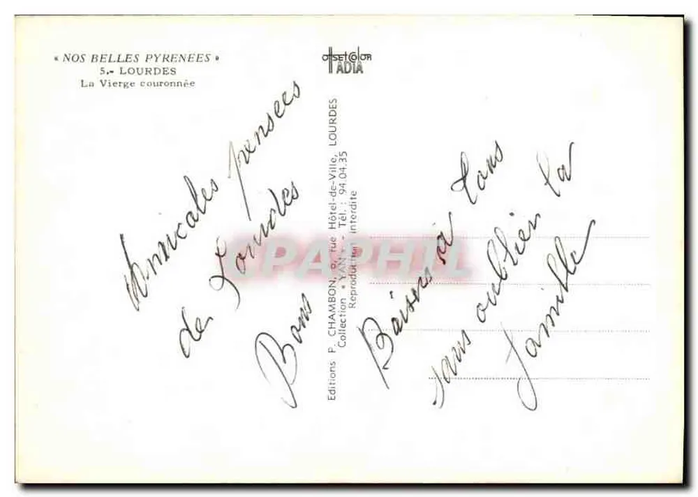 Lourdes — A Virgem Coroada — Edições P. CHAMBON - Verso