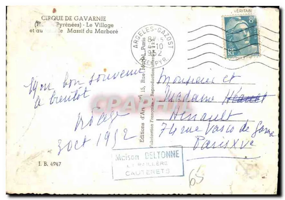 Cirque de Gavarnie — Das Dorf und der Massif du Marboré — Éditions d'Art Deltonne - Rückseite