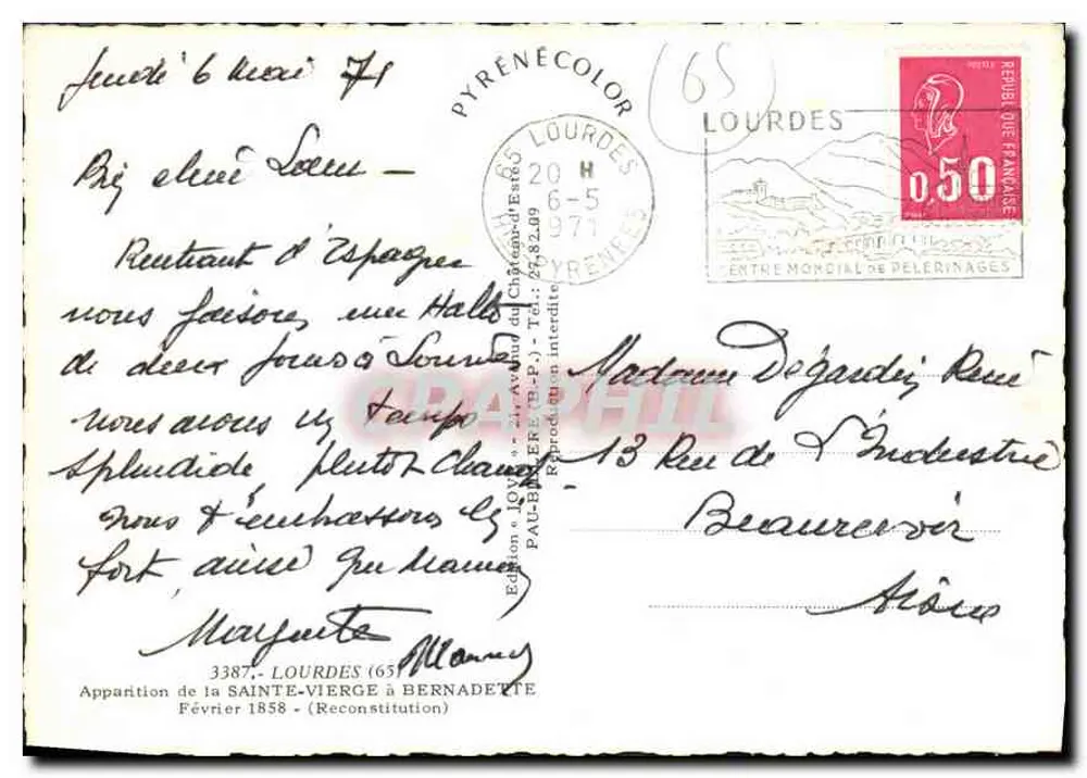 Erscheinung der Jungfrau an Bernadette — Jové — n°3387 - Rückseite