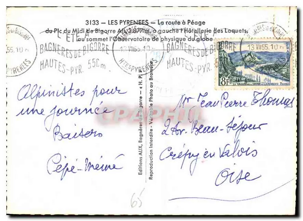 Der Pic du Midi de Bigorre — Panoramablick — Editions ALIX - Rückseite