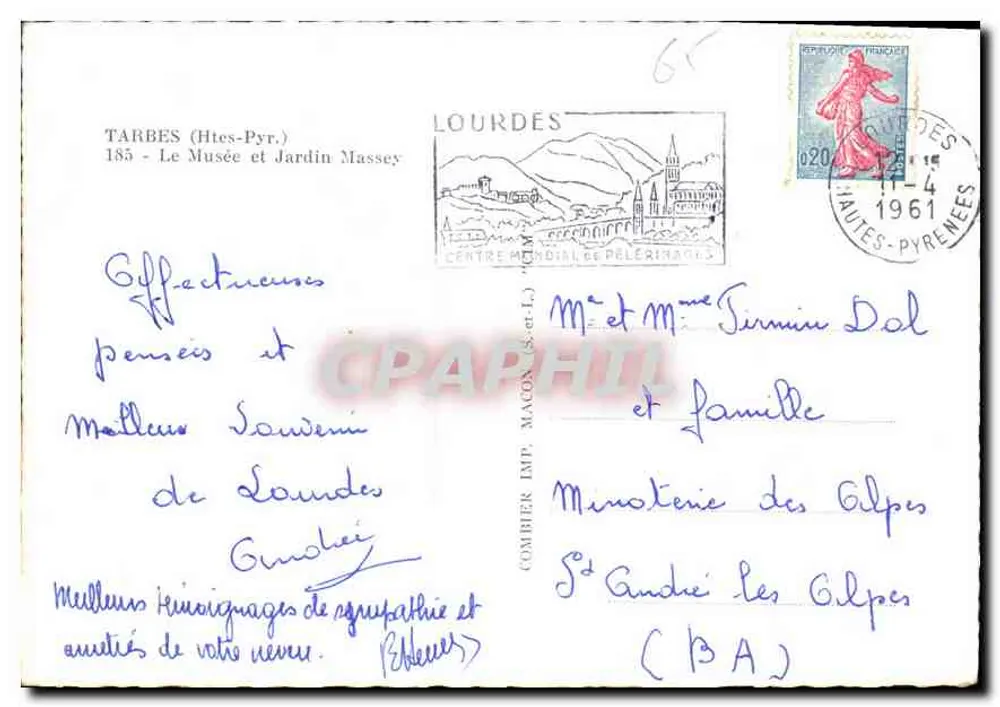 Jardim Massey — Tarbes (Altas-Pirineus) — Lourdes Imp. Maco - Verso