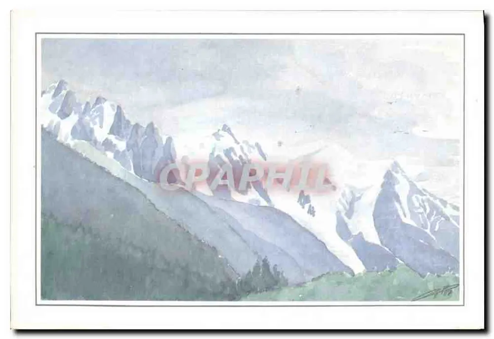 बर्फीली पहाड़ियाँ — अक्वारेल — एंड्रे बेरियोट, श्रृंखला संख्या 19 x 28 - आगे