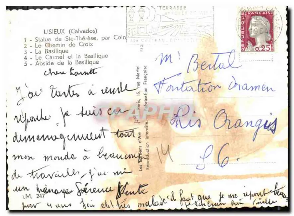Lisieux — Colagem de 5 vistas — Editor não identificado - Verso