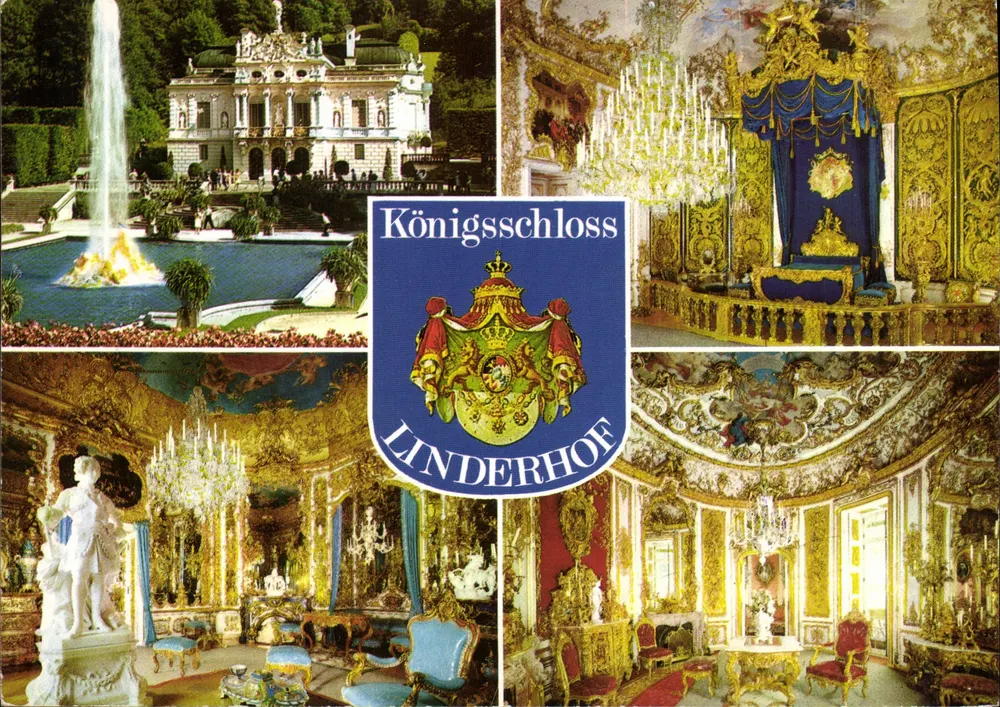 Castelo de Linderhof — Vista panorâmica — Huber, n° 8609 - Frente