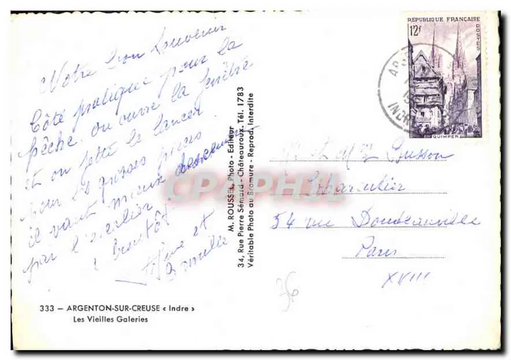 Argenton-sur-Creuse — Las Antiguas Galerías — Mr. ROUSSIL, Editor - Reverso