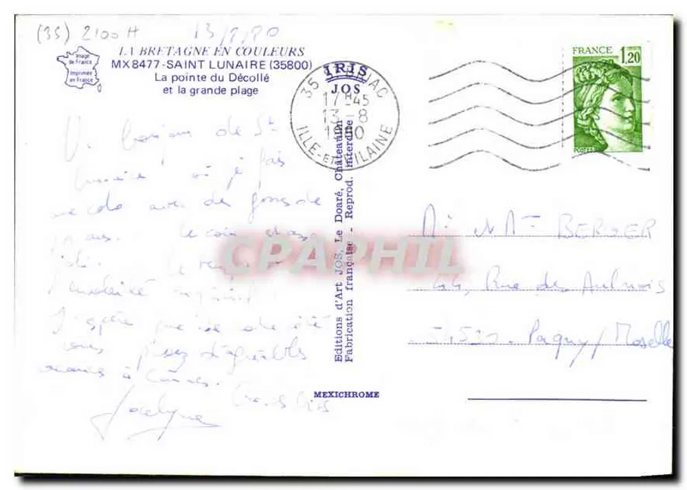 Pointe du Décollé — Saint Lunaire — Éditions JOS - Rückseite