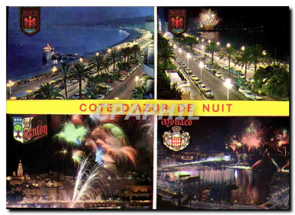 Côte d'Azur bei Nacht — Nice, Monaco, Menton — Ausgabe Y.P.A. 100 - Vorderseite