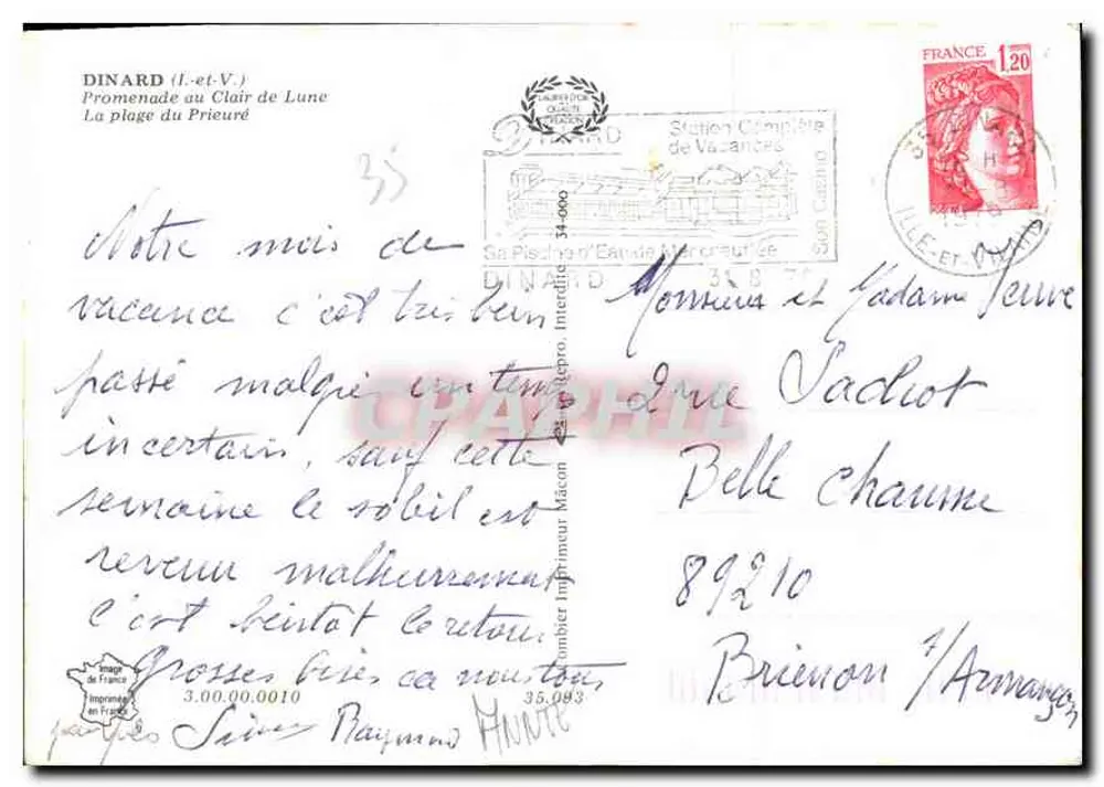 Dinard — Passeggiata alla Luce della Luna — Tipografia Macon - Verso