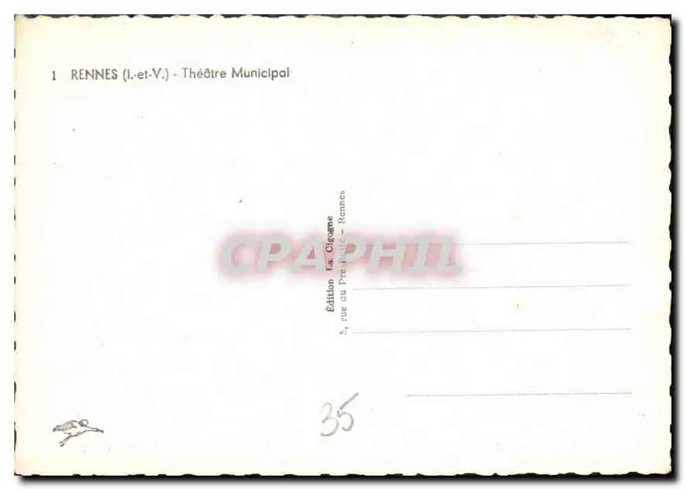 Rennes (Il-et-V.) - Teatro Municipal — Edição La Cigorne - Verso
